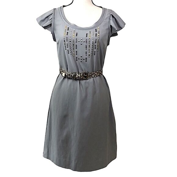Banana Republic Satin Stud Belted Dress sz 2 - Picture 2 of 9